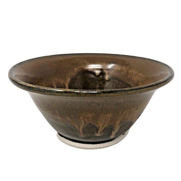 VTG Studio Art Pottery Ceramic Nesting Bowls Brown Drip Glaze Artist Signed Set - Picture 9 of 16